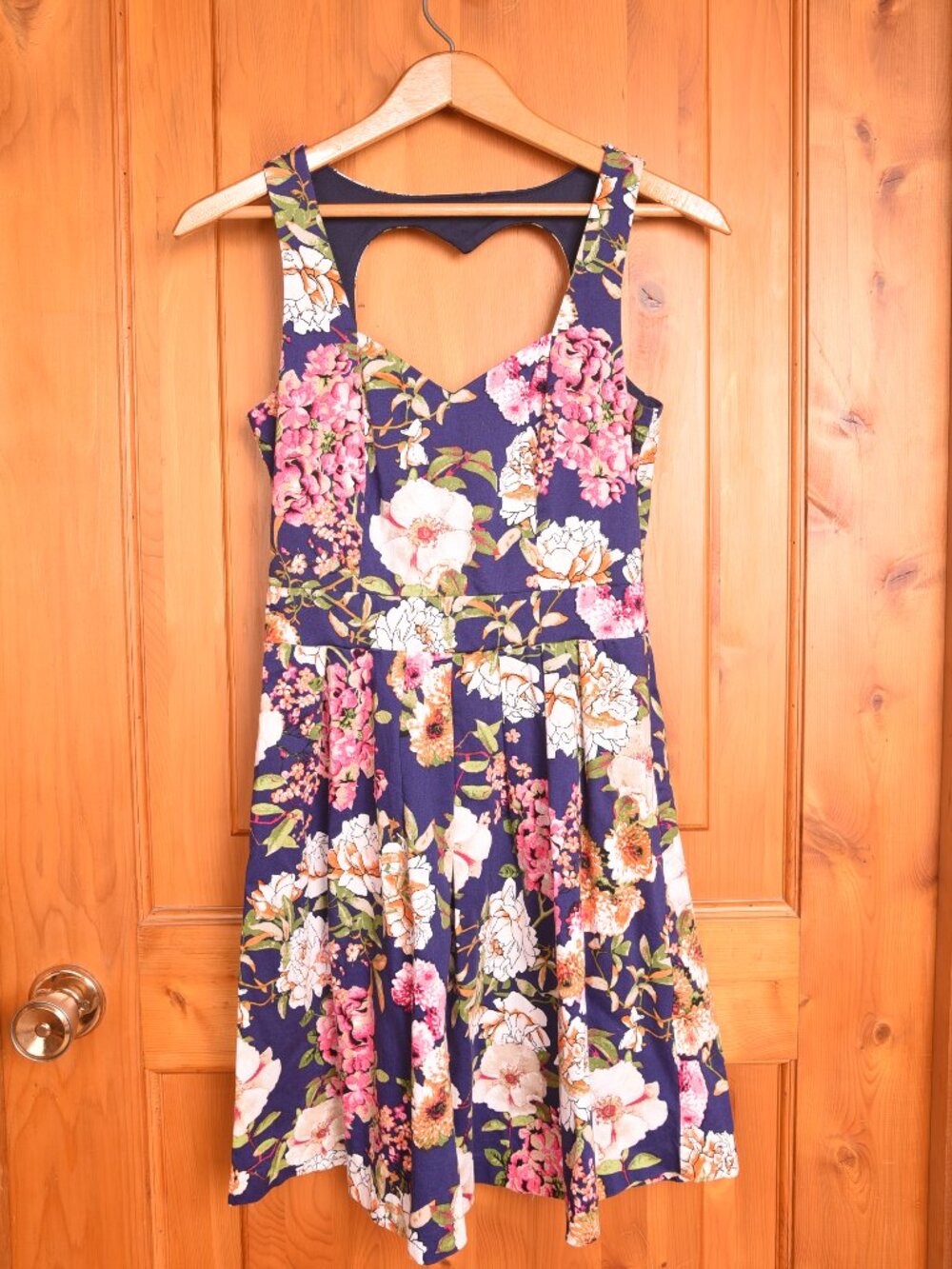 Navy Blue Floral Skater Dress